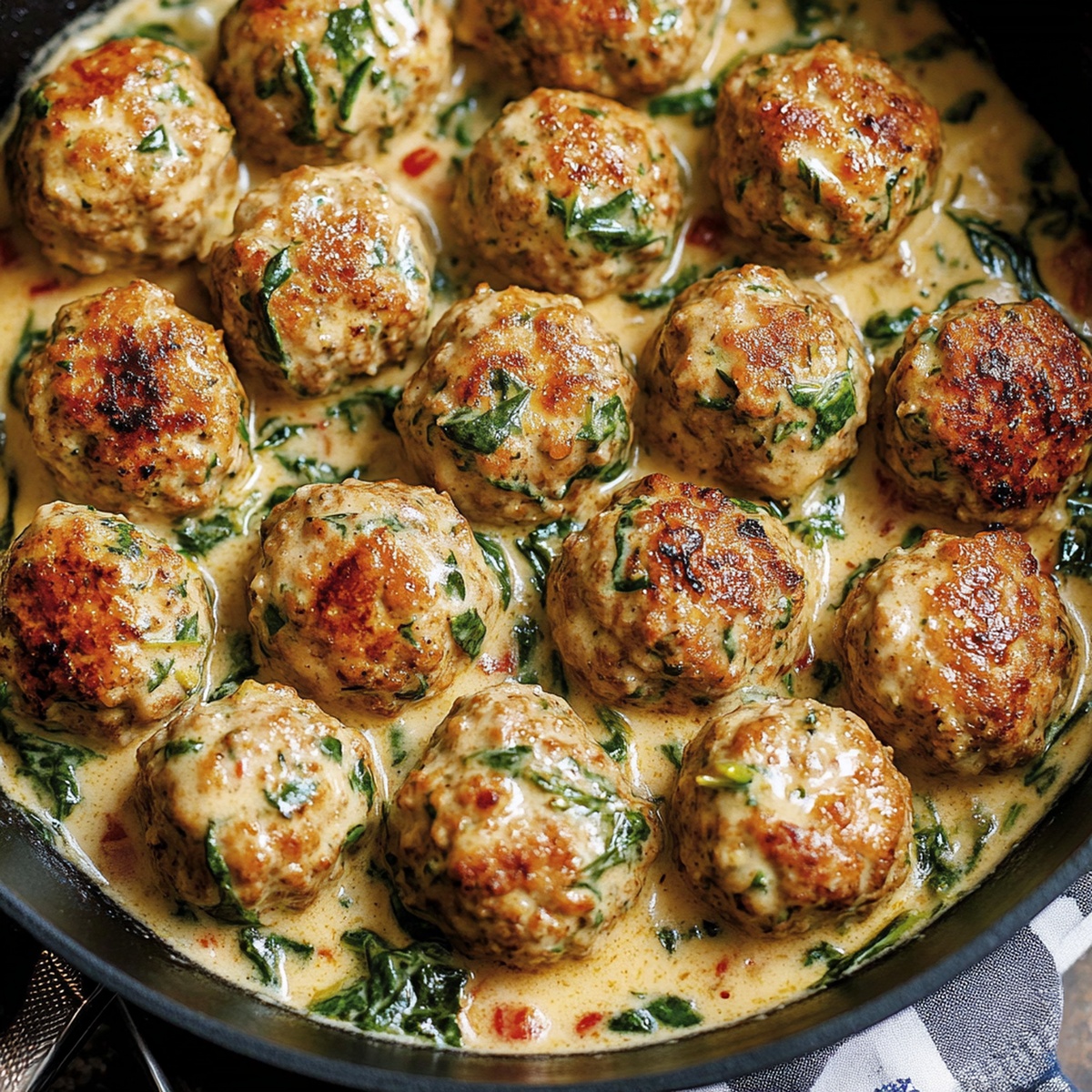 Creamy Spinach Turkey Meatballs Recipe
