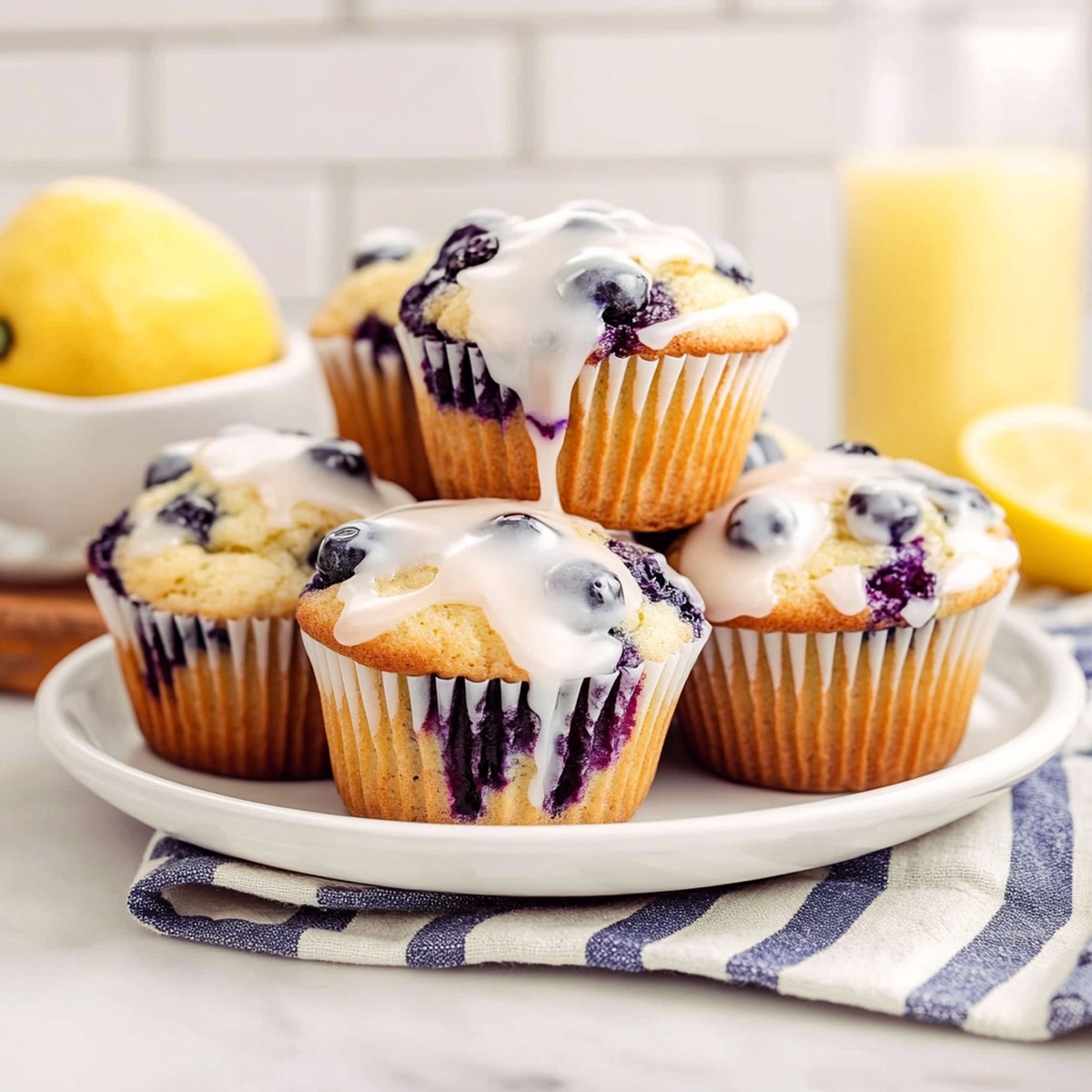 Tangy Blueberry Muffins With Lemon Glaze Recipe