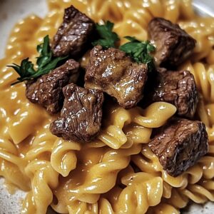 Cheesy Steak Bites And Rotini Pasta Recipe