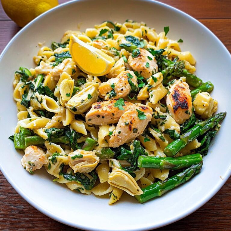 Creamy Chicken And Asparagus Spinach And Artichoke Pasta Recipe