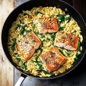 One Skillet Salmon With Lemon Orzo Recipe