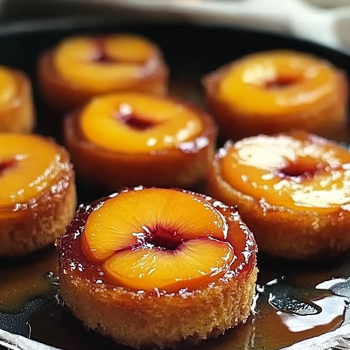 Sweet Peach Upside-Down Mini Cakes Recipe