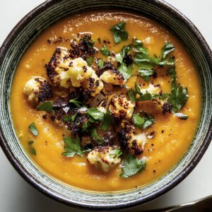 Comforting Sweet Potato Soup With Roasted Cauliflower Crumbles Recipe
