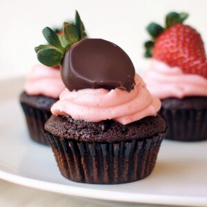 Dark Chocolate And Strawberry Cupcakes Recipe