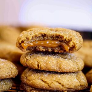 Gooey Caramel Stuffed Pumpkin Cookies Recipe