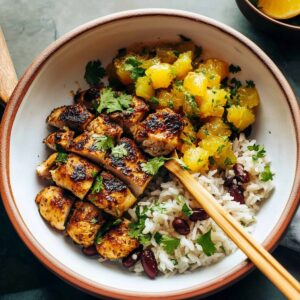 Vibrant Cilantro Orange Chicken With Rice And Beans Recipe