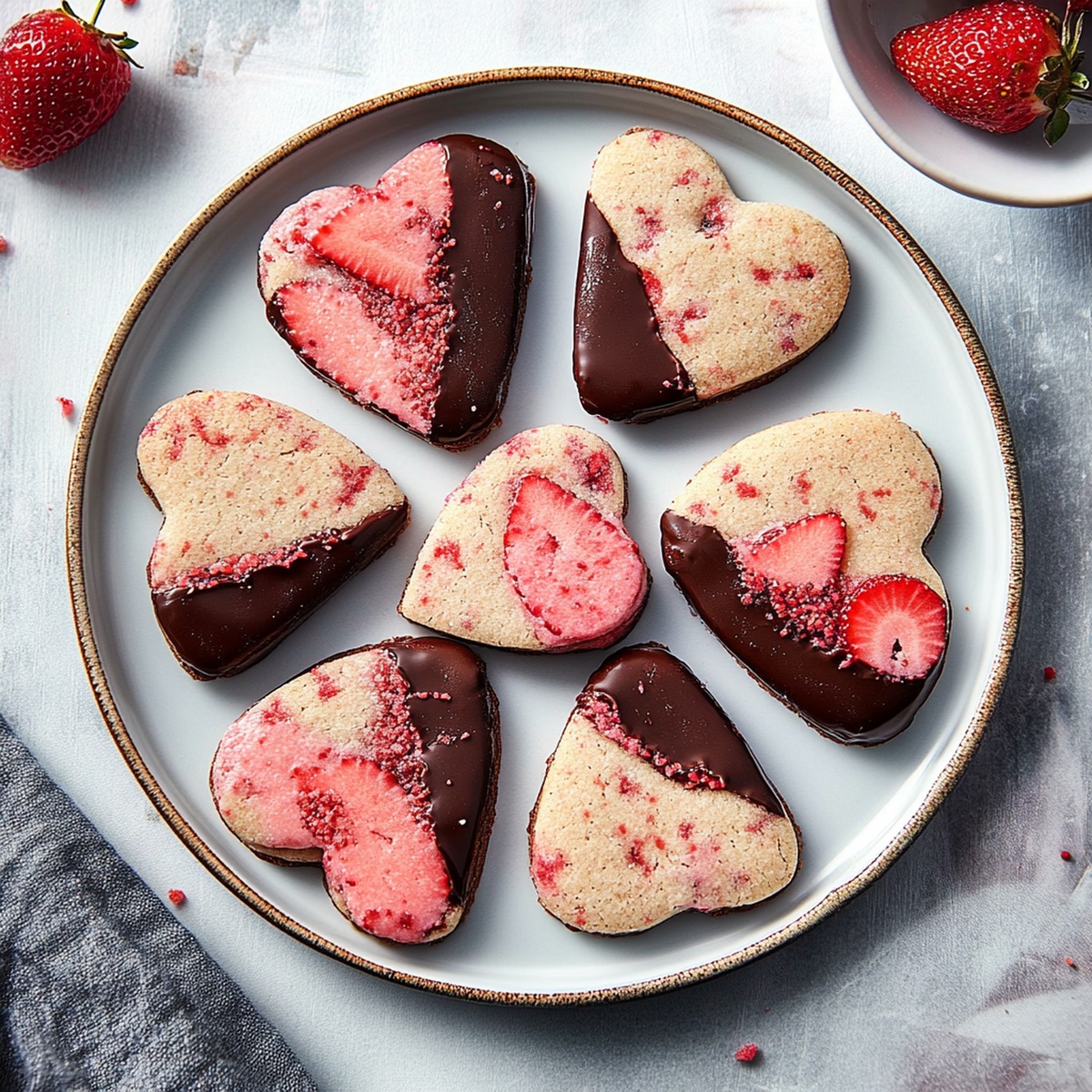 Chocolate Dipped Strawberry Shortbread Cookies Recipe