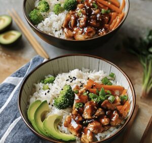 Sticky Chicken Rice Bowls Recipe