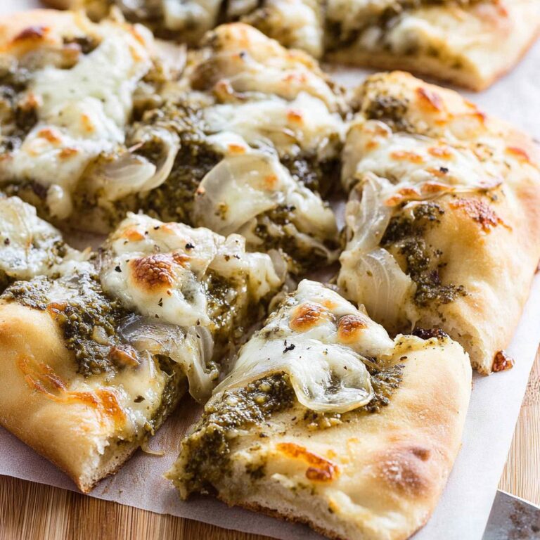 Rustic Onion Pesto Flatbread Pizza Recipe