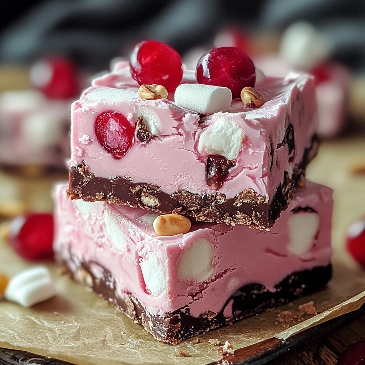 Heavenly Cherry Marshmallow Fudge Bars Recipe