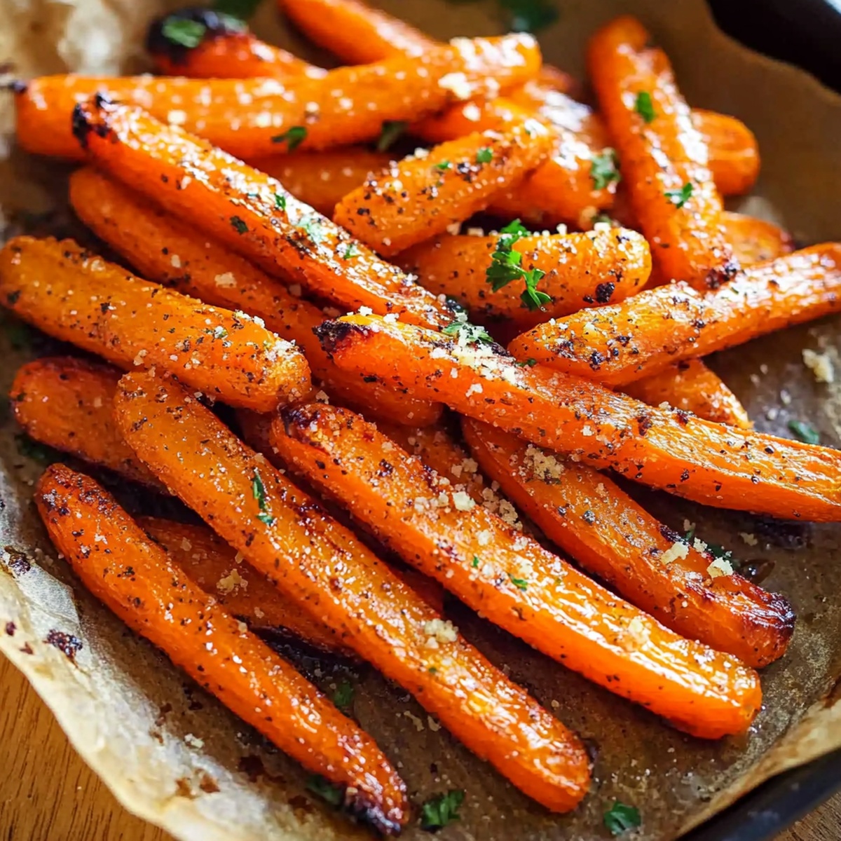Crispy Parmesan Garlic Roasted Carrots Recipe