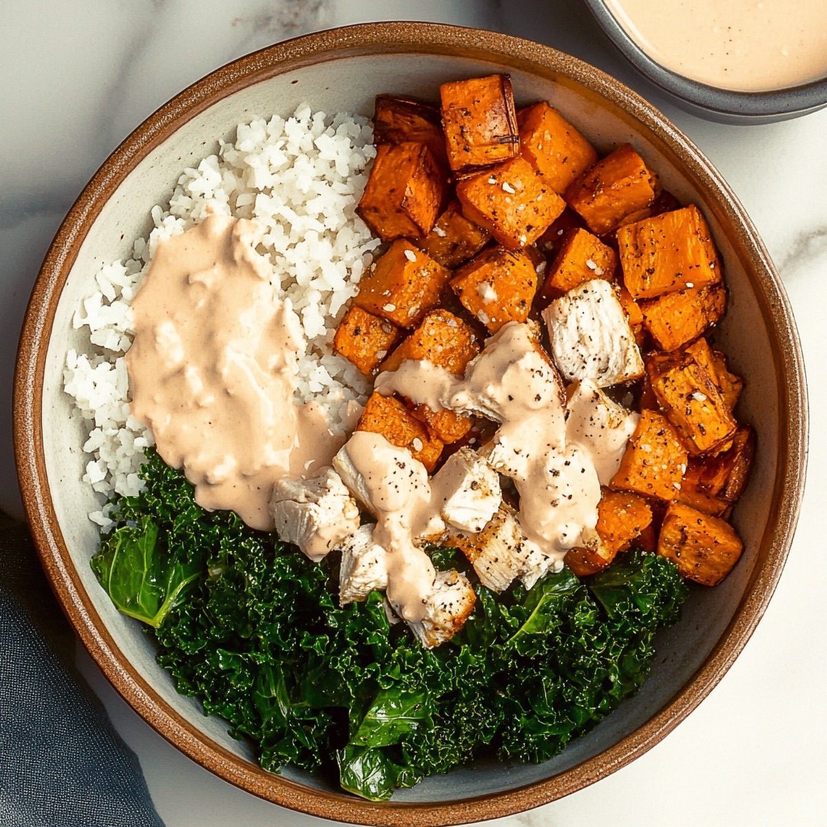 Roasted Sweet Potato, Chicken, Kale, And Rice Bowls For Two Recipe