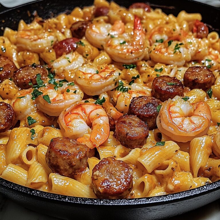 Garlic Butter Shrimp And Sausage Skillet Pasta Recipe