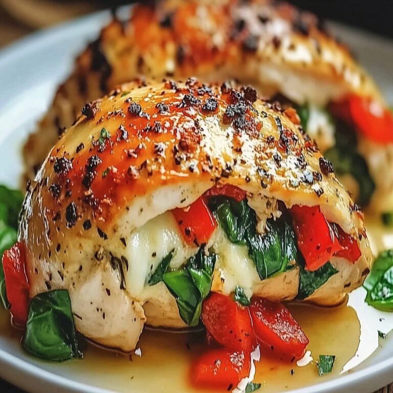 Savory Stuffed Chicken With Roasted Red Peppers, Spinach, And Mozzarella Recipe