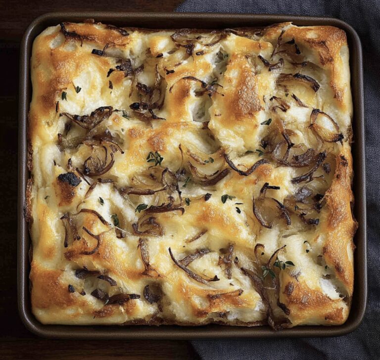 Cheesy Onion Focaccia Bread Recipe
