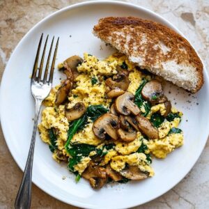 Mushroom-Spinach Scrambled Eggs Recipe