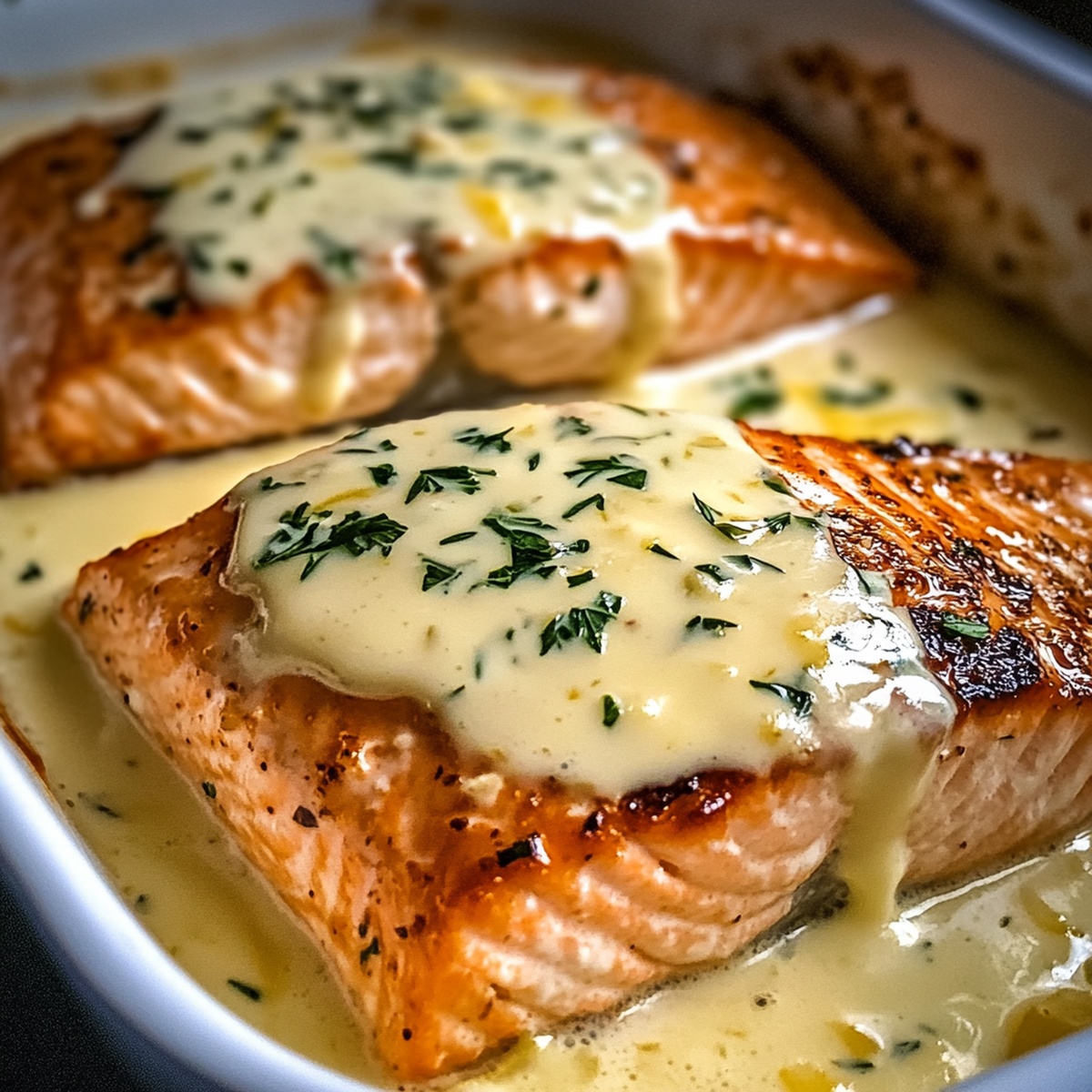 Baked Salmon With Lemon Butter Cream Sauce Recipe