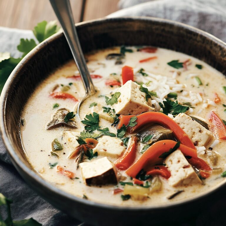 Vibrant Thai Coconut Soup With Tofu And Rice Recipe