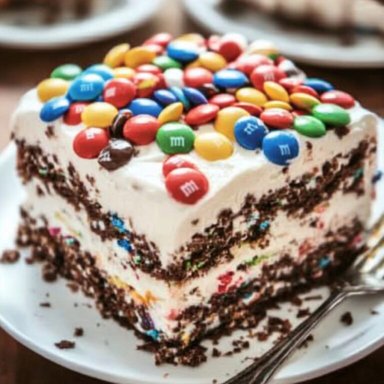 Dreamy M&M Ice Cream Sandwich Cake Recipe
