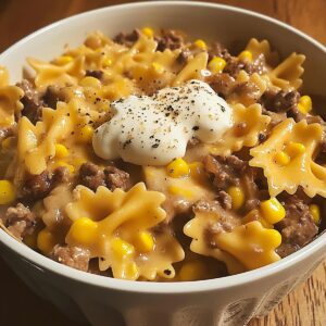 Creamy Ranch Beef And Sweet Corn Bowtie Casserole Recipe