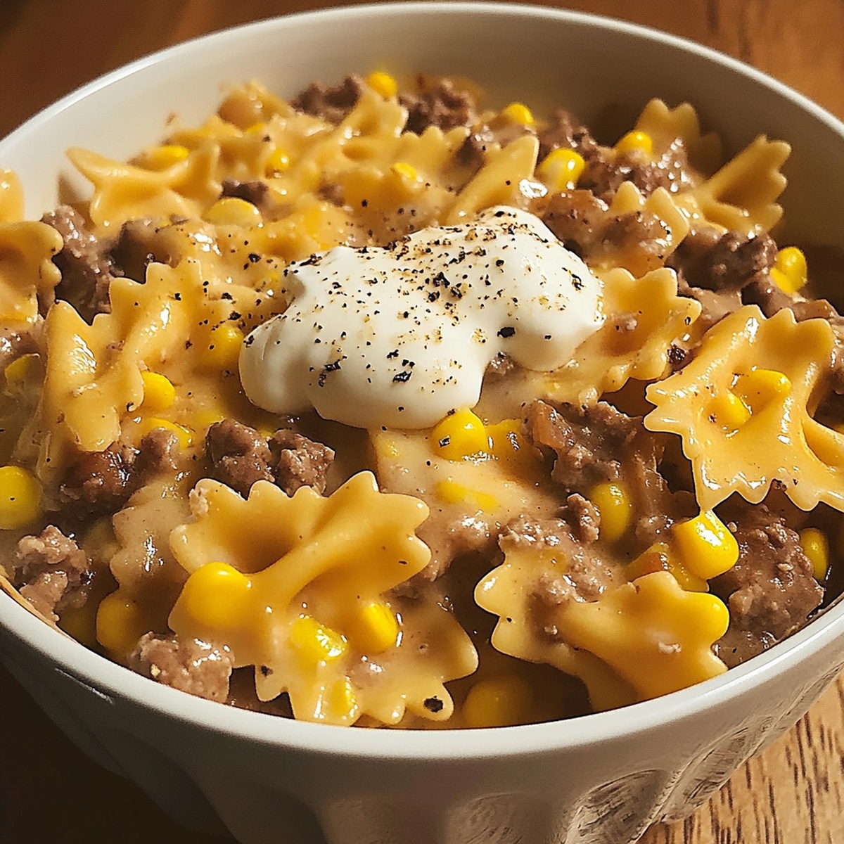 Creamy Ranch Beef And Sweet Corn Bowtie Casserole Recipe