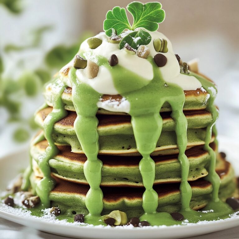 Shamrock Pancakes With Minty Drizzle Recipe