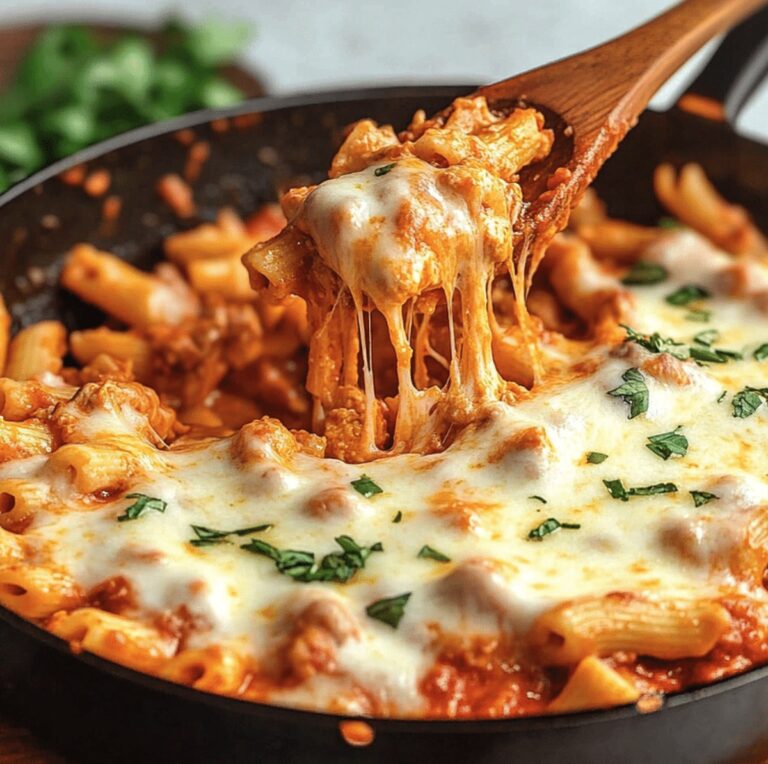 Cheesy Chicken Parmesan Pasta Skillet Recipe