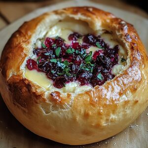 Baked Cranberry Brie Bread Bowl Recipe