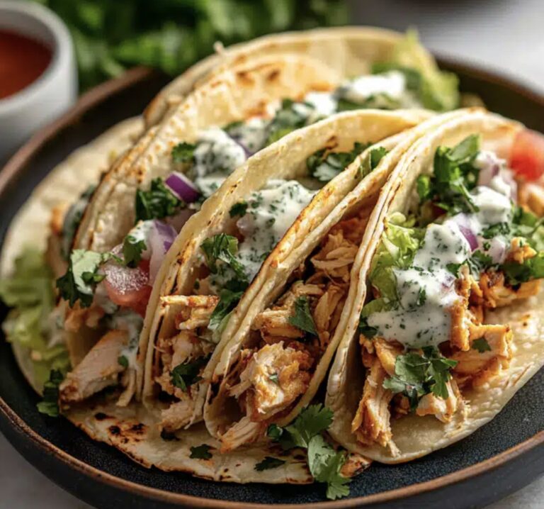 Shredded Chicken Tacos With Creamy Chimichurri Sauce Recipe