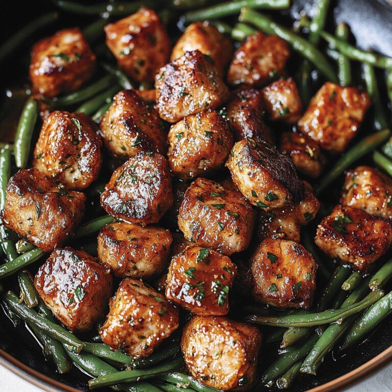 Garlic Butter Pork Bites With Lemon Green Beans Recipe