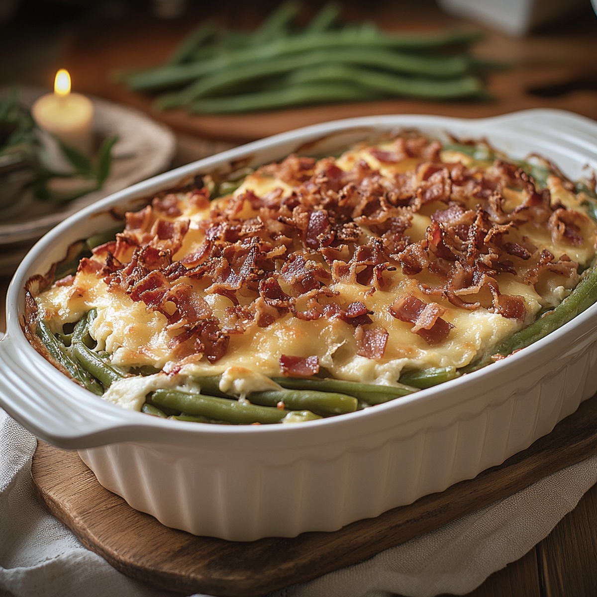Crispy Cream Cheese And Bacon Green Bean Casserole Recipe