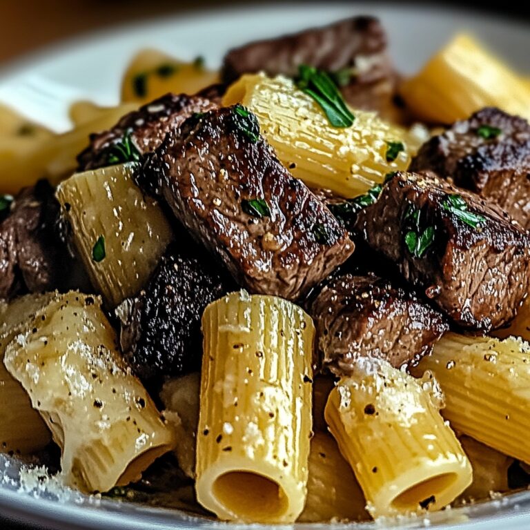 Mouthwatering Garlic Butter Steak Tips With Cheesy Rigatoni Recipe