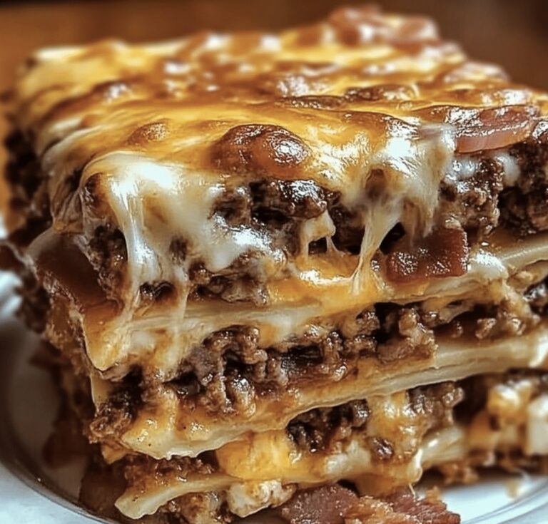 Parmesan Garlic Bacon Cheeseburger Lasagna Recipe