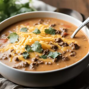 Hearty Cheesy Ground Beef Taco Soup Recipe