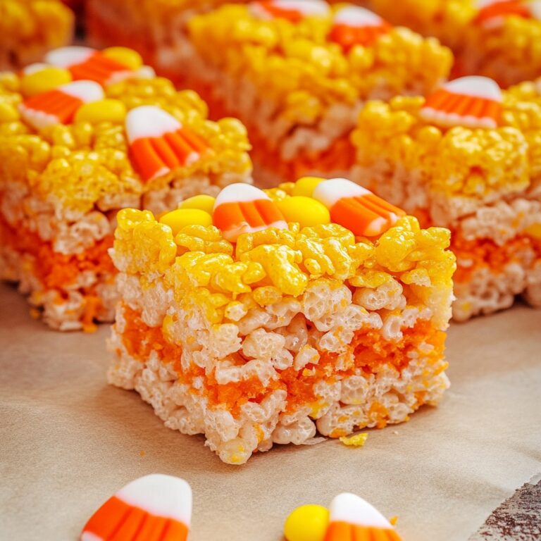 Spooky Candy Corn Rice Krispie Treats Recipe