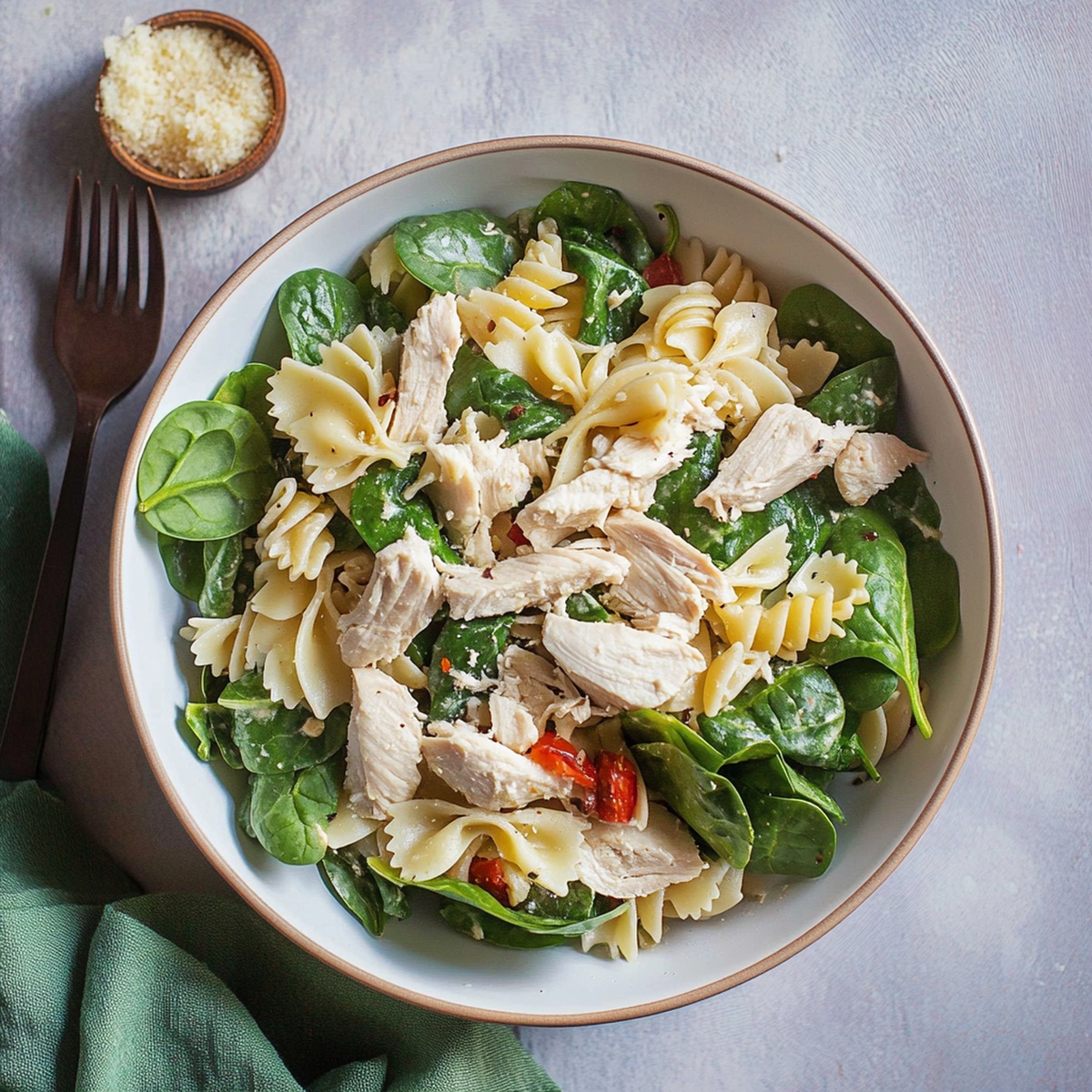 Cold Chicken Spinach Pasta Salad Recipe
