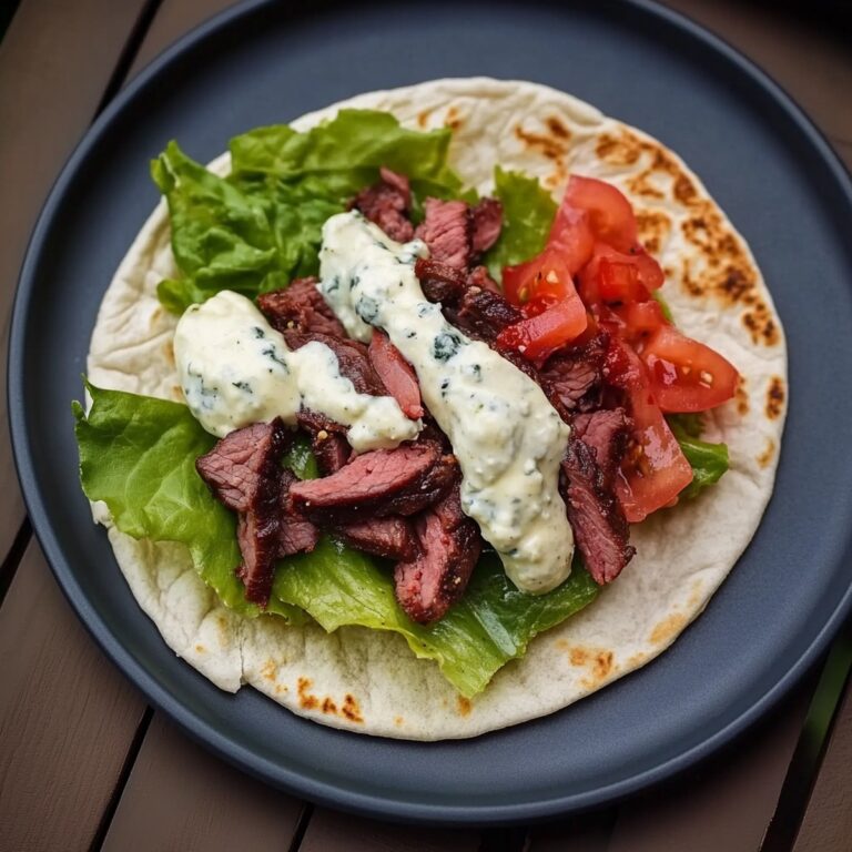 Tangy Beef And Bleu Cheese Pita Wrap Recipe