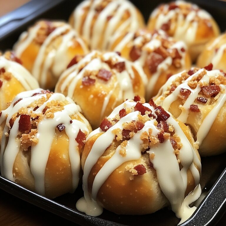 Cheesy Buffalo Bacon Pretzel Bombs With Ranch Drizzle Recipe