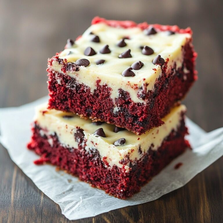 Sumptuous Red Velvet Chocolate Chip Cheesecake Bars Recipe