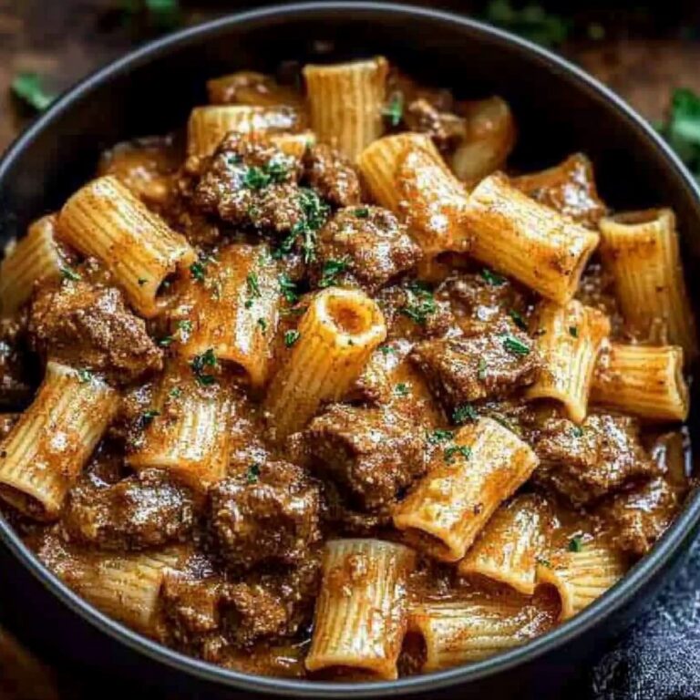 Beef Pasta In A Creamy Garlic Sauce Recipe