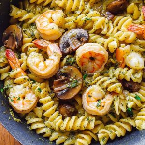 Pesto Shrimp Mushroom Pasta Recipe
