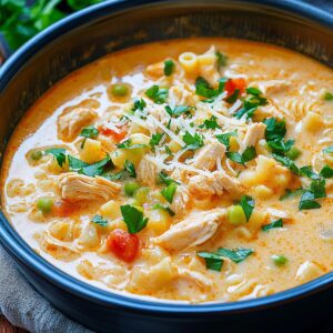 Spicy Parmesan Cajun Chicken Pasta Soup Recipe