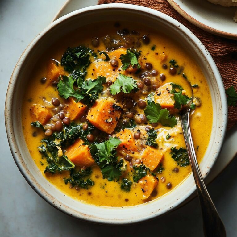 Ginger Sweet Potato Coconut Milk Stew With Lentils & Kale Recipe