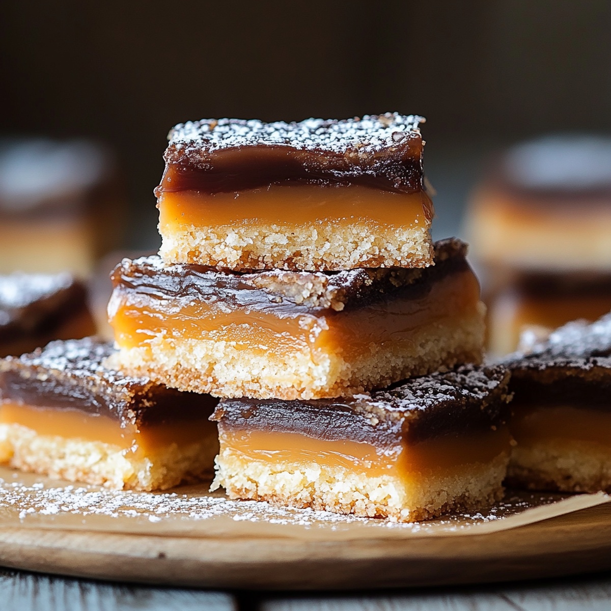 Gooey Layered Caramel Shortbread Bars Recipe