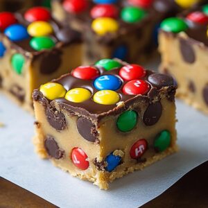 No-Bake M&M Cookie Dough Bars Recipe