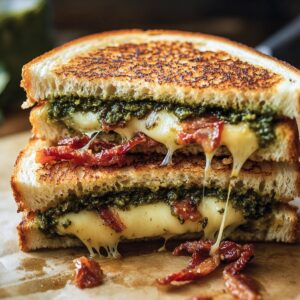 Crispy Sun-Dried Tomato Bacon Pesto Grilled Cheese Recipe