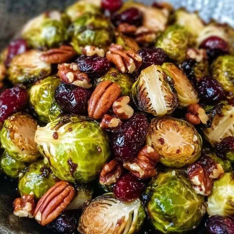 Balsamic Roasted Brussels Sprouts With Cranberries & Pecans Recipe