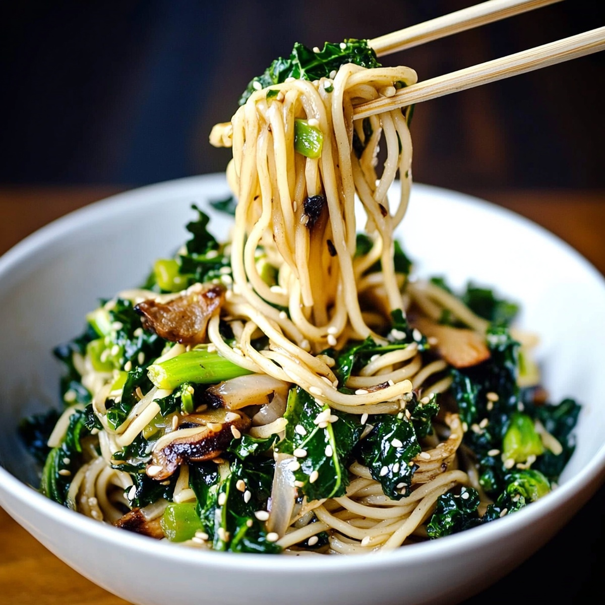 Sesame Kale Noodles Recipe
