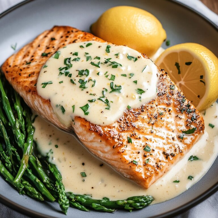Elegant Pan-Seared Salmon With Lemon Garlic Cream Sauce Recipe