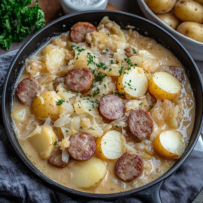 Hearty Sausage, Potato, And Sauerkraut Skillet Recipe